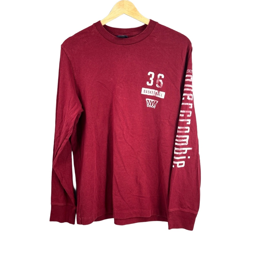 Abercrombie‎ Tee Graphic Long Sleeve Logo Basketball Theme Retro Style Size XL